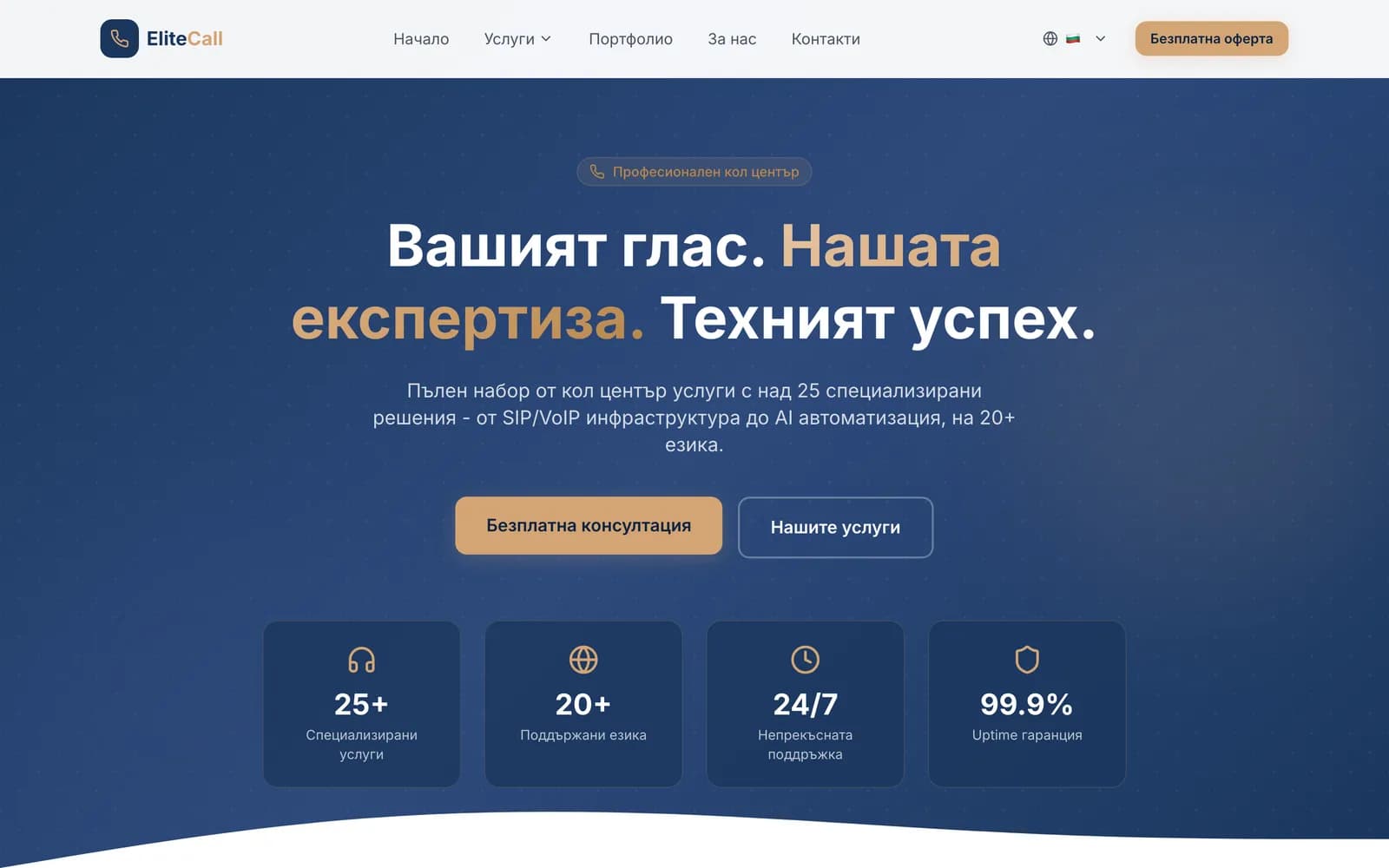 Elite Call Center — infrastructure SIP, CRM & ERP