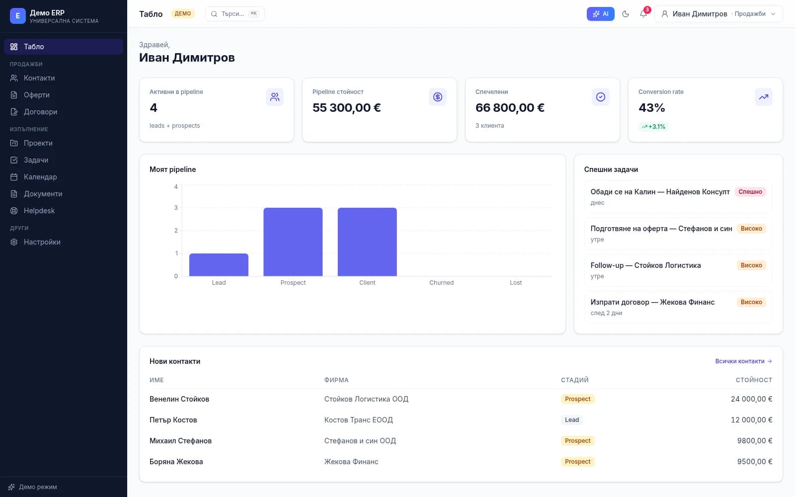 CRM модул во систем по нарачка