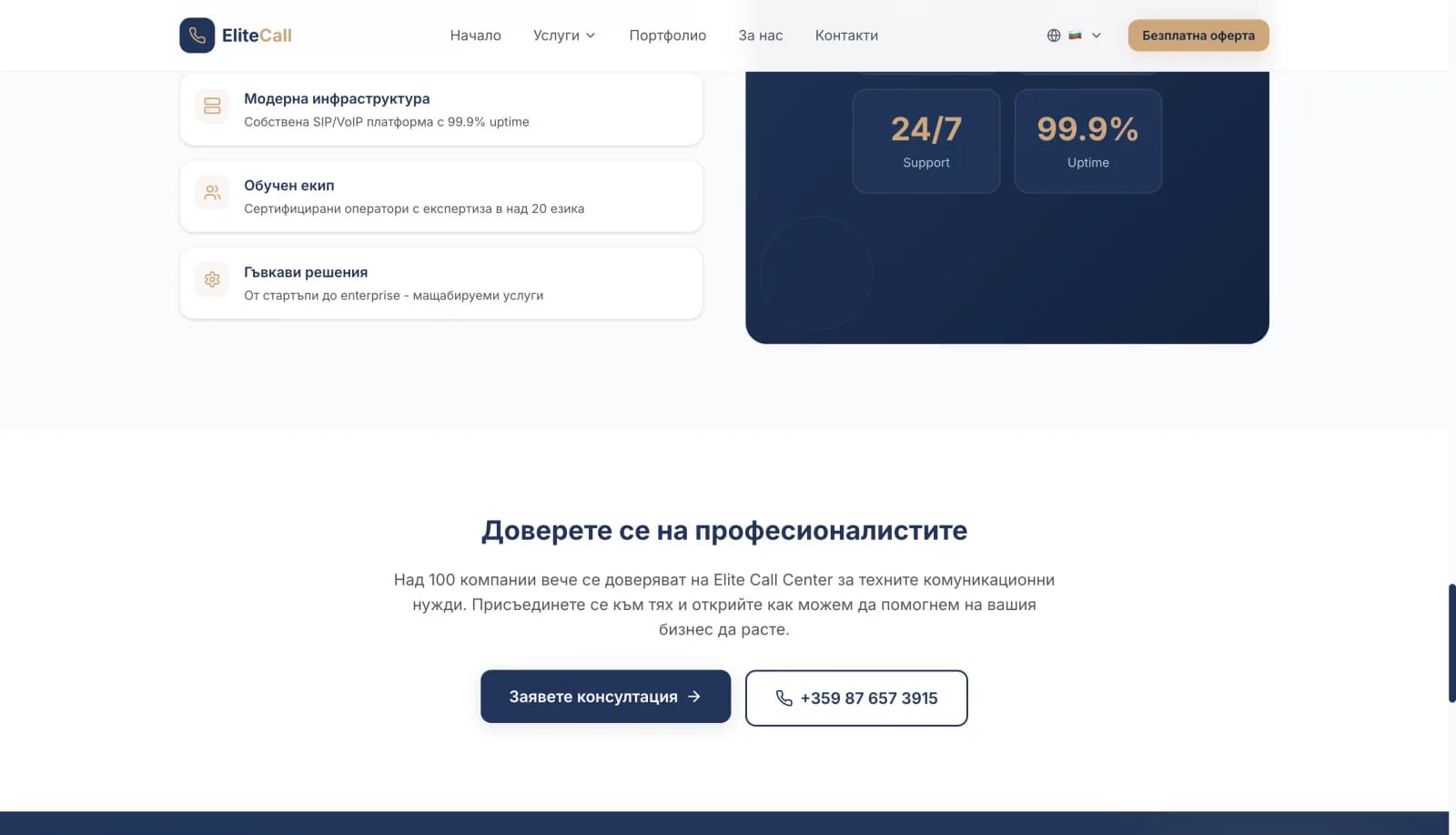 Elite Call Center — корпоративен сайт screenshot 5