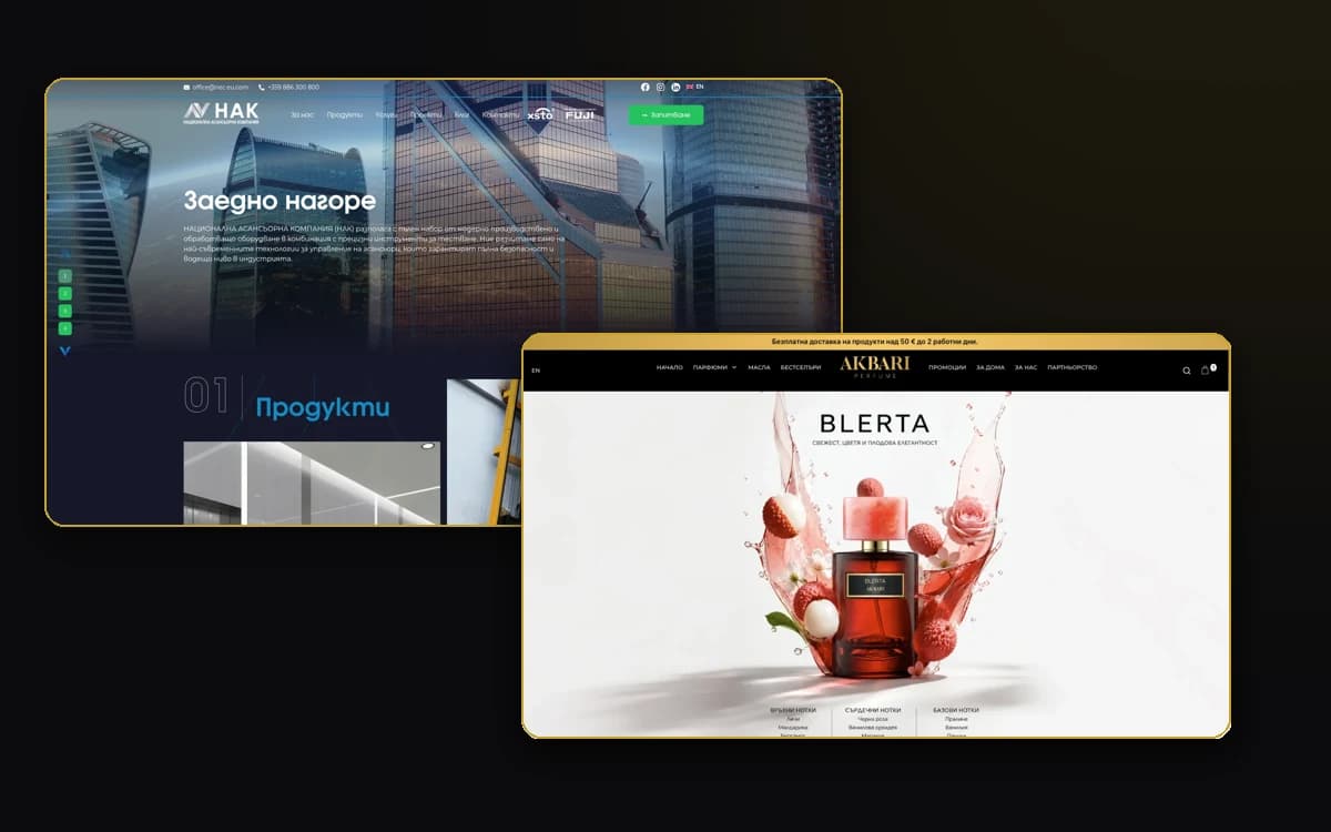 Real websites built by Saitami — NAK and Akbari Perfume