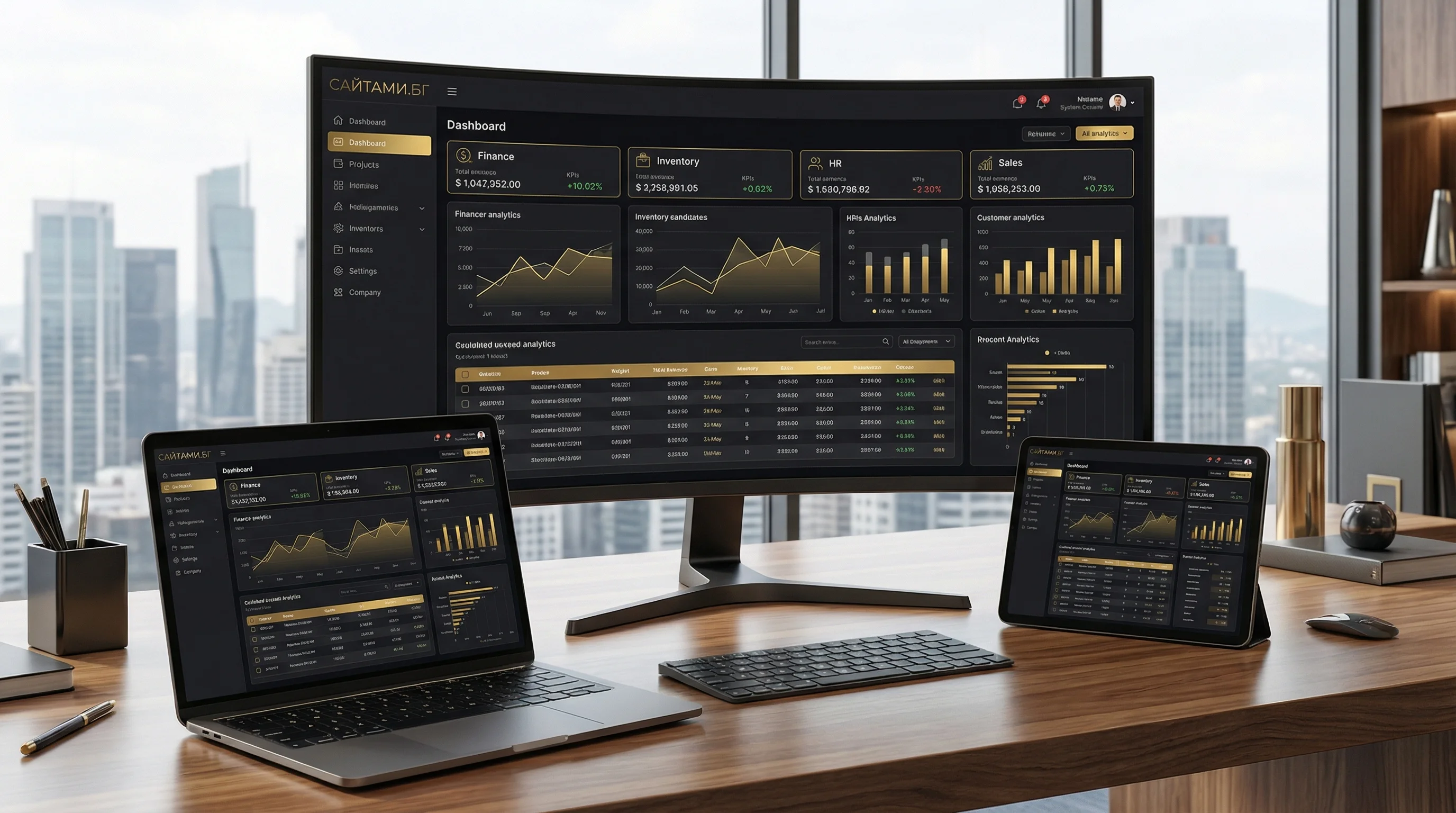 ERP system on multiple screens