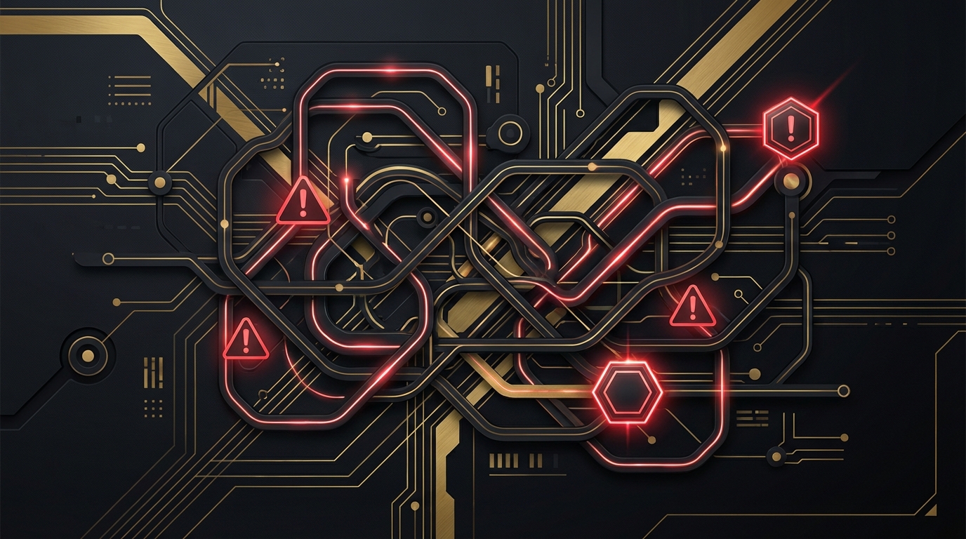 Мрежа от червени флагове и предупредителни знаци | Web of red flags and warning signs